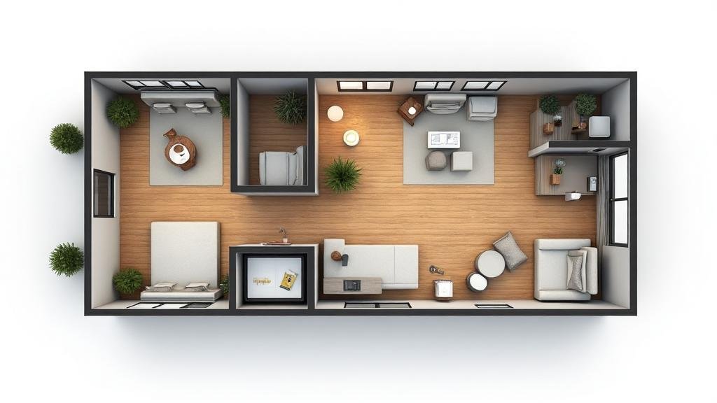 Ejemplo de casa contenedor de 150-200 m²